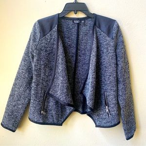 Cropped Tweed Jacket w faux leather trim